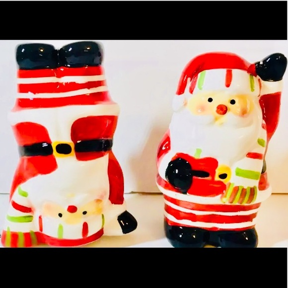 Ceramic Xmas Candy Claus Salt Shakers Silly Santa - Picture 2 of 7